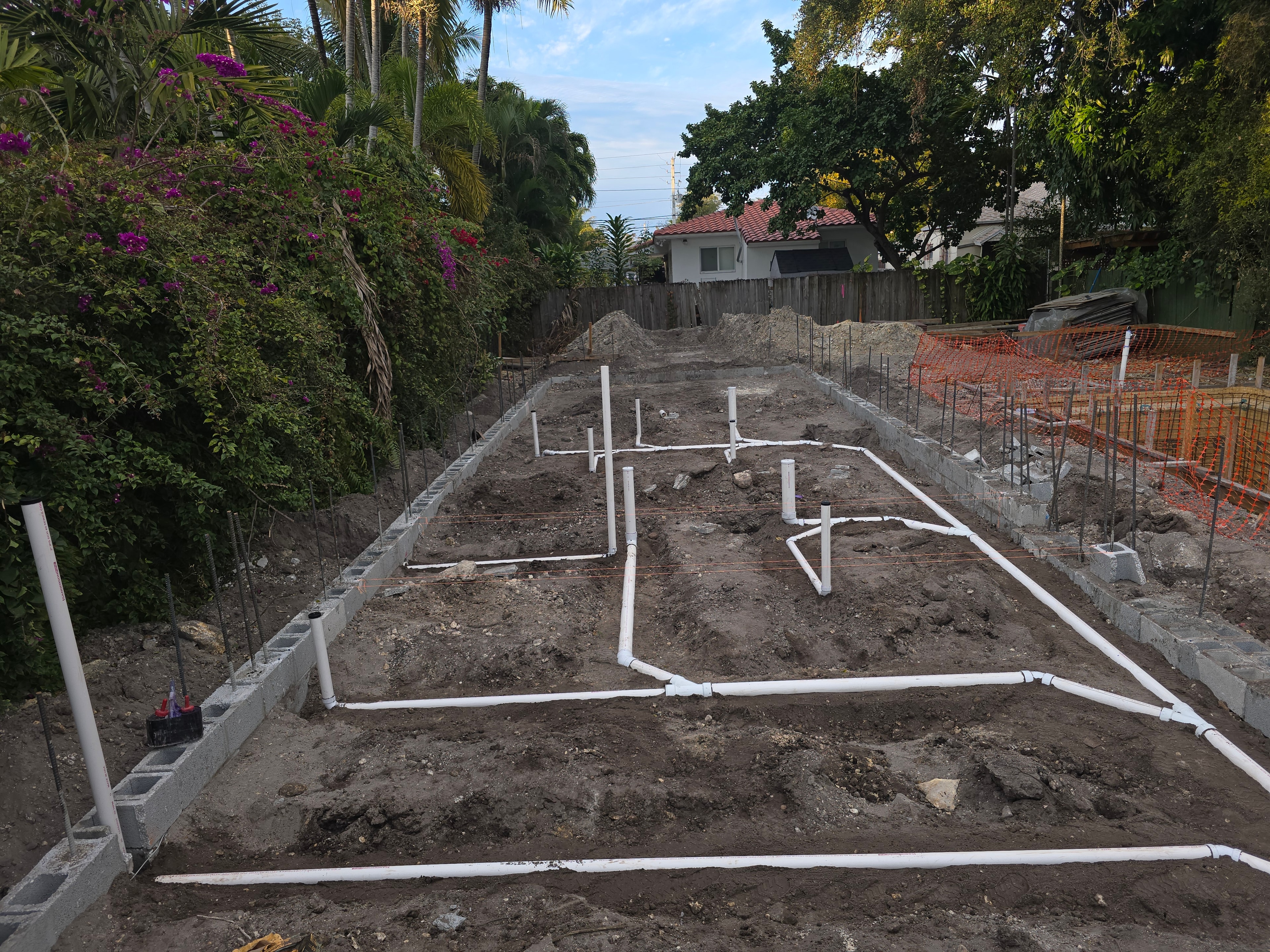 Underground plumbing work at 531 House